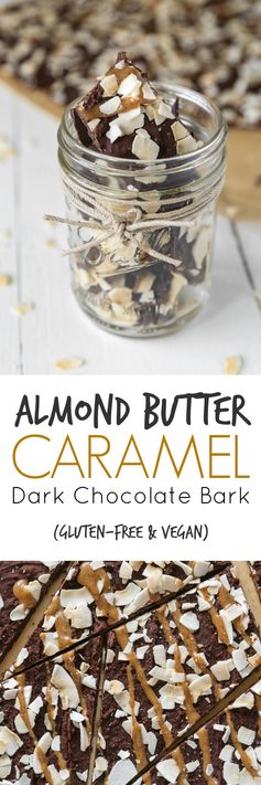 Almond Butter Caramel Dark Chocolate Bark