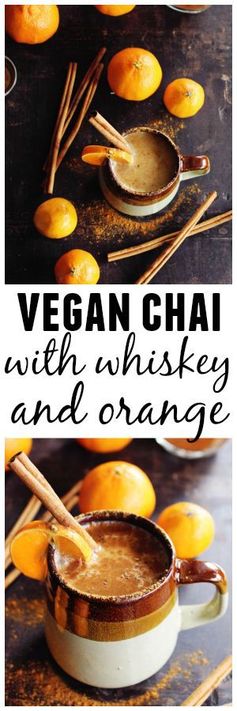 Almond milk chai with whiskey and orange