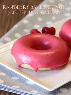 Almond-Vanilla Baked Donuts with Fresh Raspberry Glaze (Gluten-Free + Vegan