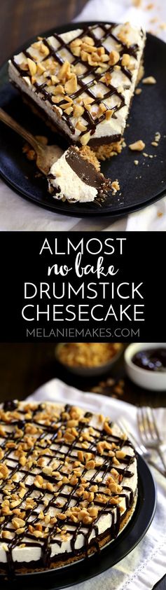 Almost No Bake Drumstick Cheesecake