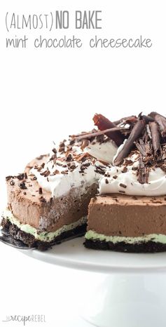 Almost No Bake Mint Chocolate Cheesecake