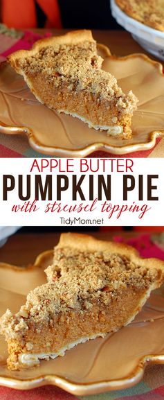 Apple Butter Pumpkin Pie with Streusel Topping