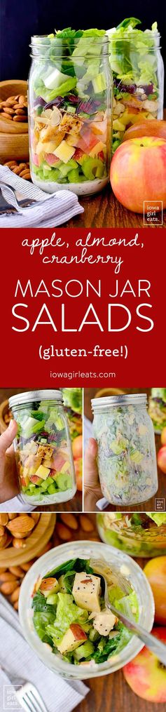 Apple, Cranberry, Almond Mason Jar Salads