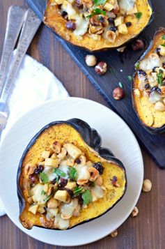 Apple Hazelnut Stuffed Acorn Squash