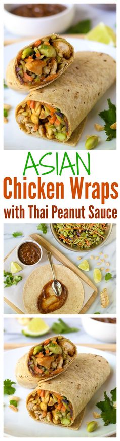 Asian Chicken Wraps with Thai Peanut Sauce