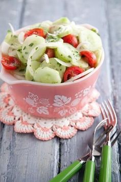 Aunt Peggy's Cucumber, Tomato and Onion Salad