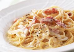 Authentic carbonara recipe with pancetta, Parmesan cheese and egg