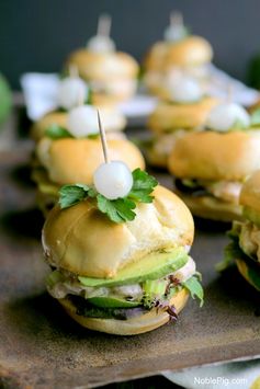 Avocado and Bay Shrimp Sliders with Spicy Mayo