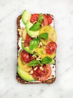 Avocado on rye toast with ricotta