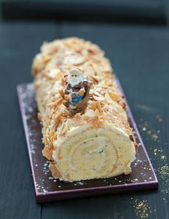 Bûche pâtissière à la vanille et aux amandes grillées