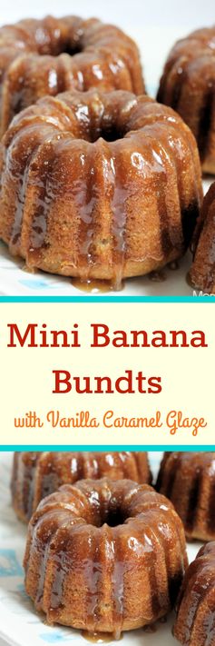 Baby Banana Bundt Cakes with Vanilla Caramel Glaze