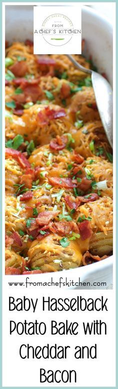Baby Hasselback Potato Bake with Cheddar and Bacon