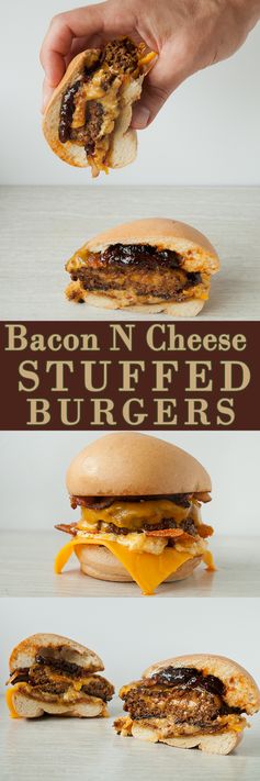 Bacon and Cheese Stuffed Bacon Burgers