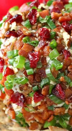 Bacon, Blue Cheese and Cranberry Cheese Ball with Pecans