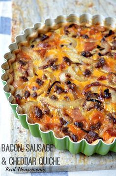 Bacon, Sausage & Cheddar Quiche