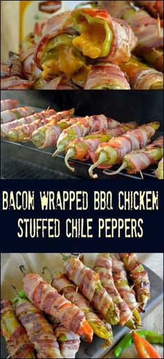 Bacon Wrapped BBQ Chicken Stuffed Chile Peppers