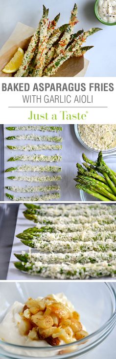 Baked Asparagus Fries with Roasted Garlic Aioli