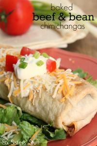 Baked Beef & Bean Chimichangas