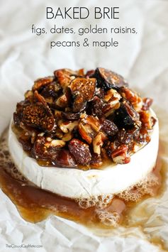 Baked Brie with figs, dates, golden raisins, pecans & maple