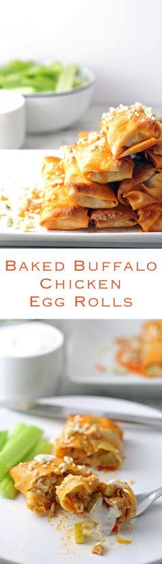 Baked Buffalo Chicken Egg Rolls
