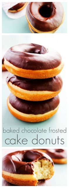 Baked Chocolate Frosted Cake Donuts