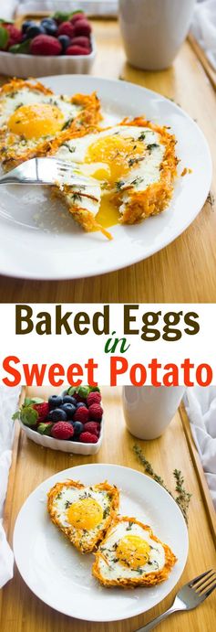 Baked Eggs in Sweet Potato Crusts