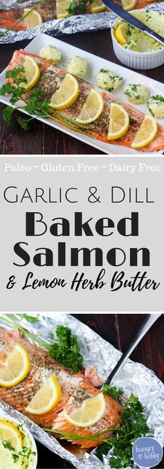 Baked Garlic Dill Salmon with Lemon Herb Butter