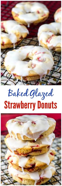 Baked Glazed Strawberry Donuts