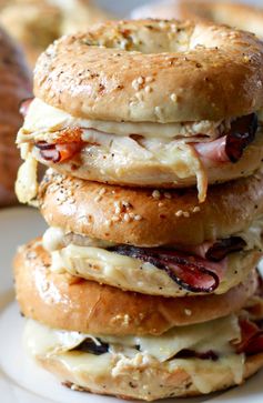 Baked Ham and Turkey Everything Bagel Sandwiches