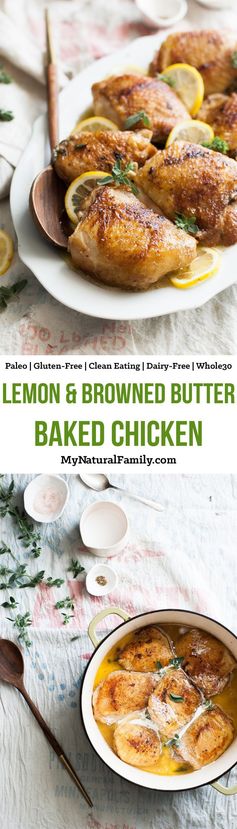 Baked Lemon and Browned Butter Chicken Recipe (Paleo, Gluten-Free, Clean Eating, Whole30, Dairy-Free