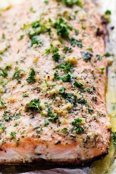 Baked Parmesan Garlic Herb Salmon in foil