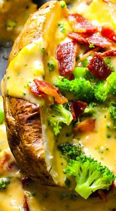 Baked Potatoes with Loaded Broccoli Bacon Cheese Sauce