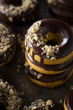 Baked Pumpkin Doughnuts with Chocolate Glaze