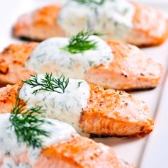 Baked Salmon with Dill Sauce