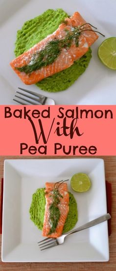 Baked Salmon With Pea Puree