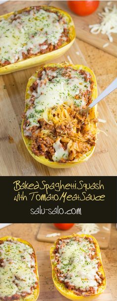 Baked Spaghetti Squash with Tomato Meat Sauce