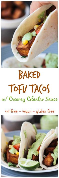 Baked Tofu Tacos w/ Creamy Cilantro Sauce