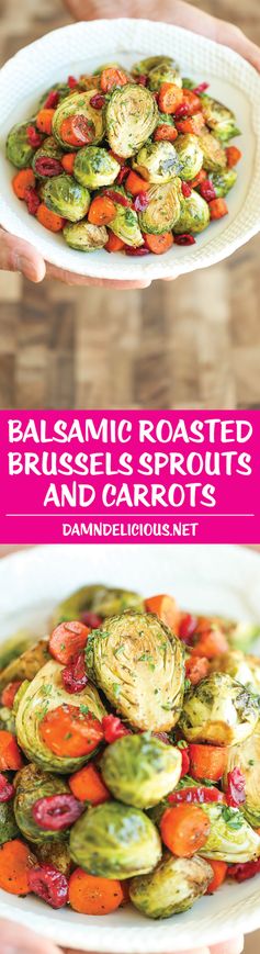 Balsamic Roasted Brussels Sprouts and Carrots