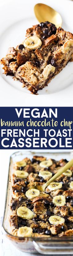 Banana Chocolate Chip Vegan French Toast Casserole