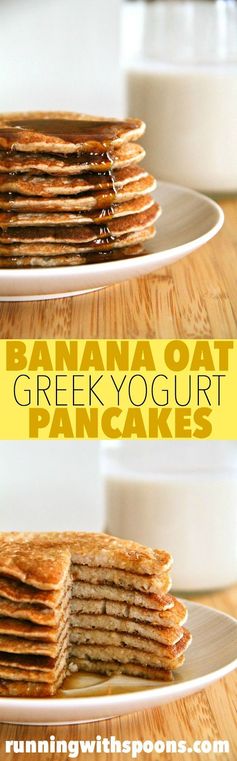 Banana Oat Greek Yogurt Pancakes