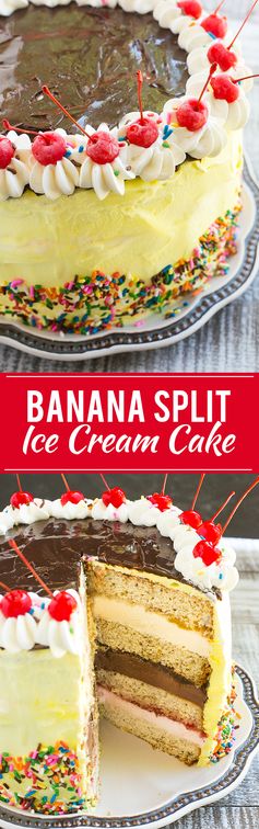 Banana Split Ice Cream Cake