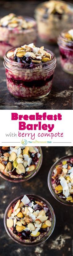 Barley with nuts and a homemade berry compote