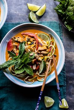 Basil Chicken Curry Zucchini Noodle Bowls