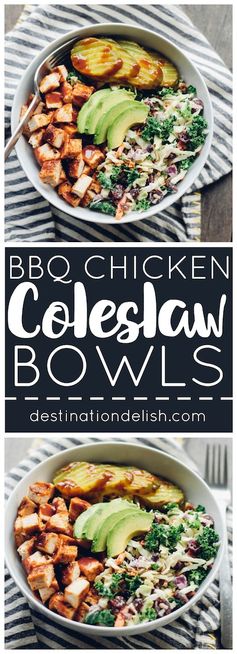 BBQ Chicken and Cole Slaw Bowls