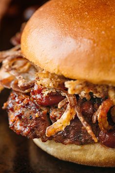 BBQ Meatloaf Burger with Crispy-Fried Shallots