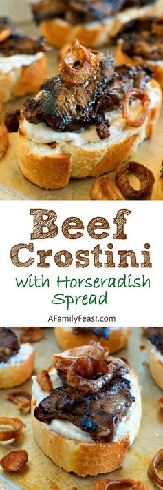 Beef Crostini with Horseradish Spread