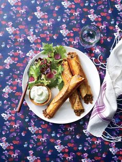 Beef Flautas with Buttermilk-Avocado Crema