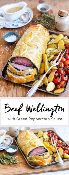 Beef Wellington with Green Peppercorn Sauce