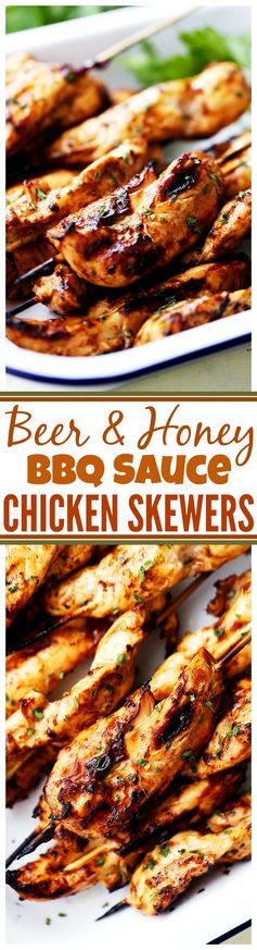 Beer and Sweet Honey BBQ Sauce Chicken Skewers