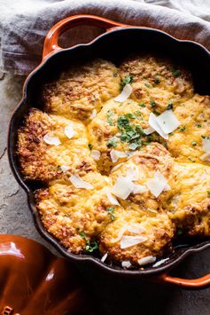 Beer Braised Chicken Pot Pie with Cheddar Biscuits